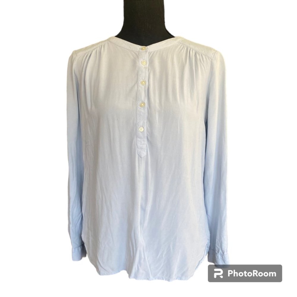 The Loft by Anne Taylor light blue 3/4 button down long sleeve tunic sz SP